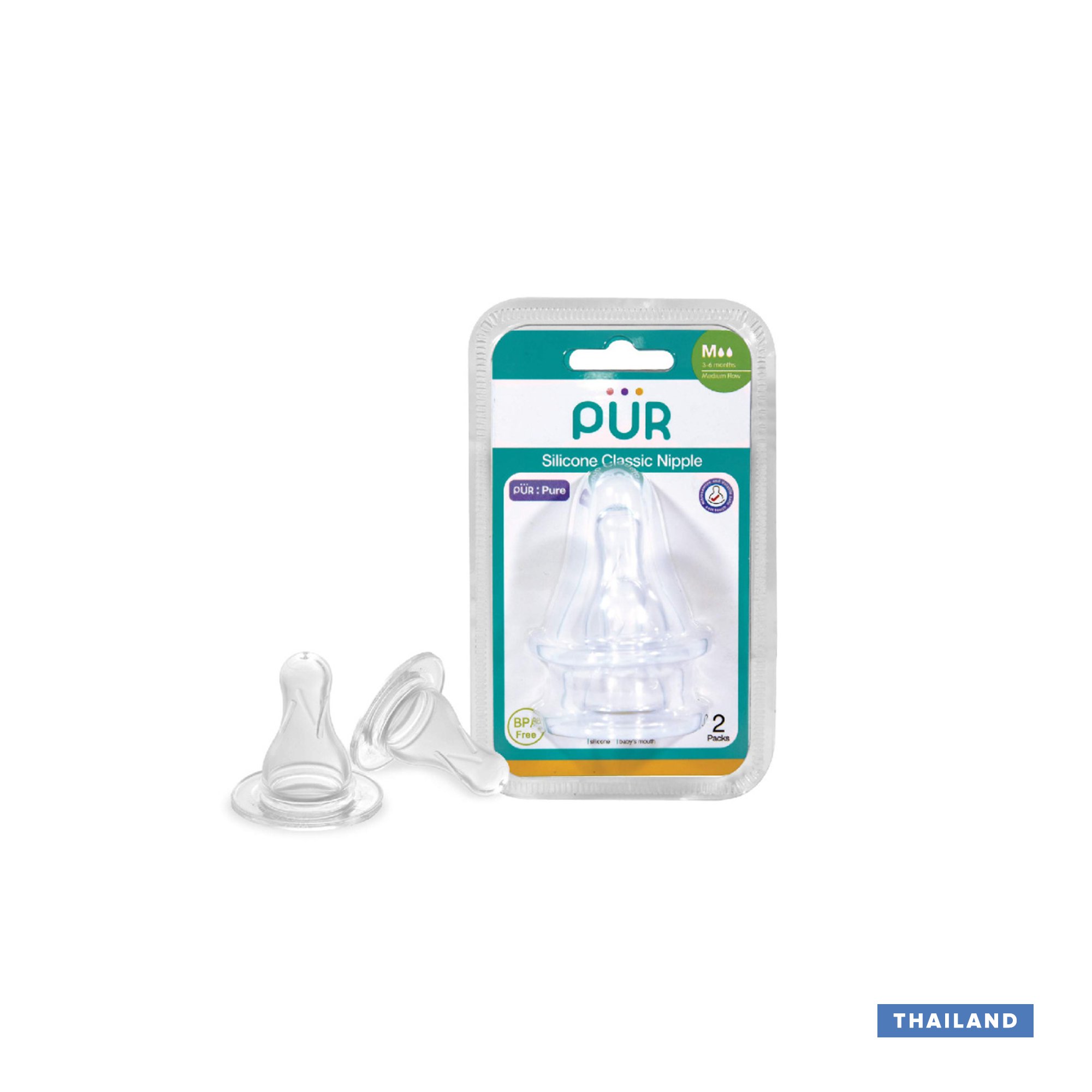 PUR BPA Free Silicone Classic Nipple (2Pc-L)- 1pc (Thailand)